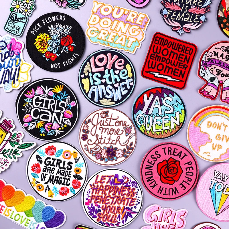 

Letter Patch Embroidery Patch Iron On Patches For Clothing Thermoadhesive Patches On Clothes Cartoon Stripes Badge On Backpack