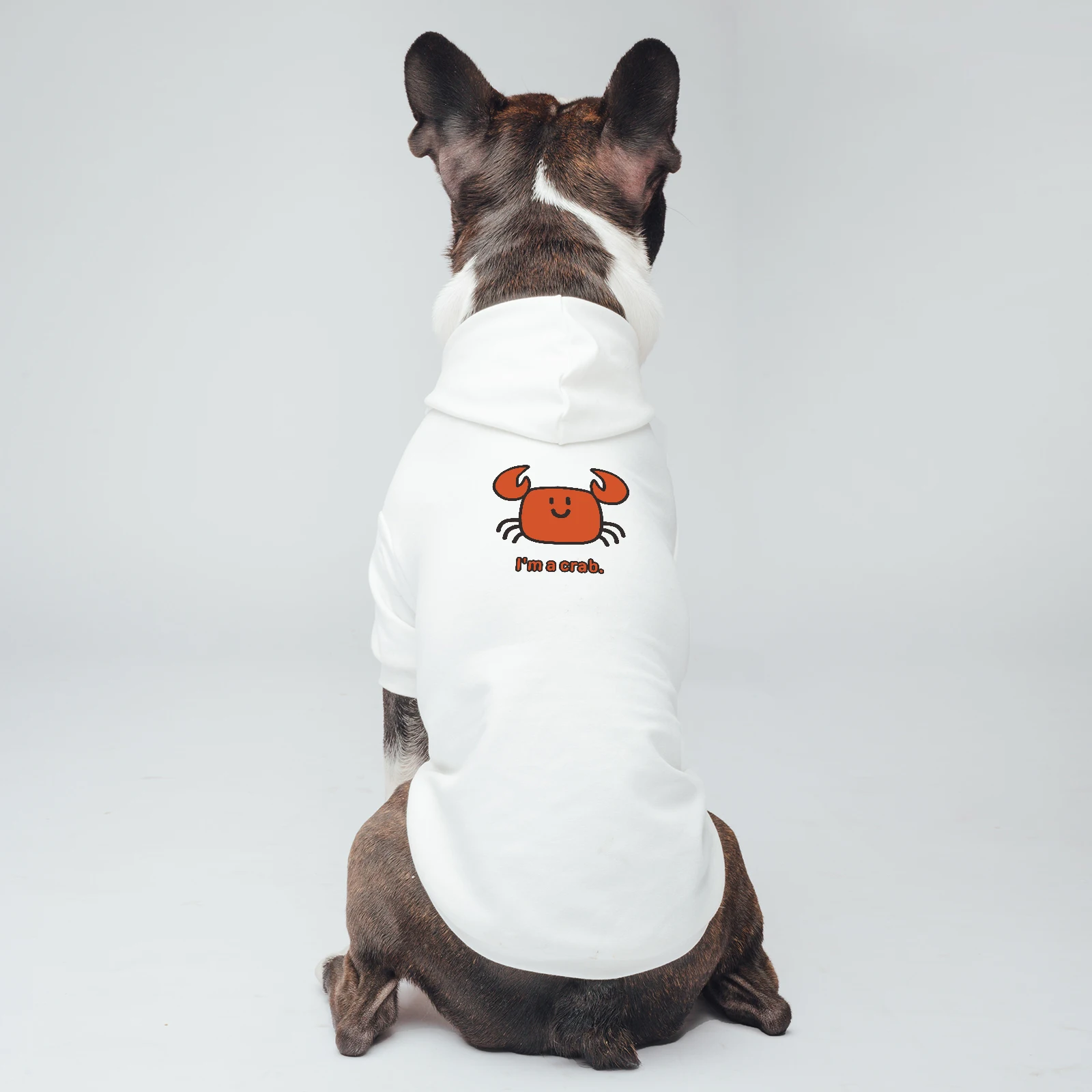 

Dog Hoodies Crab Pattern Printed Stripe or White Pet Clothes with Leash Hole Design 2022 New Breathable Soft Cotton Fabric