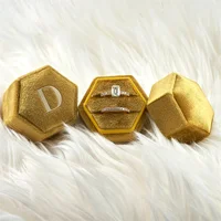 Vintage Style Ring Box Hexagon Sky Collection Double Ring Slot for Engagement and Wedding And Photography | Personalized Velvet