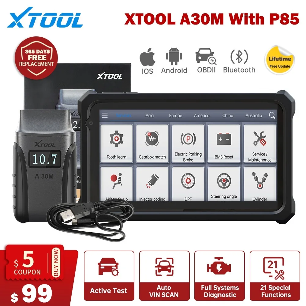 

XTOOL Anyscan A30D A30M With P85 Full System Diagnostic Tools ABS Airbag Oil EPB DPF Reset OBD 2 Scanner Code Reader Free Update