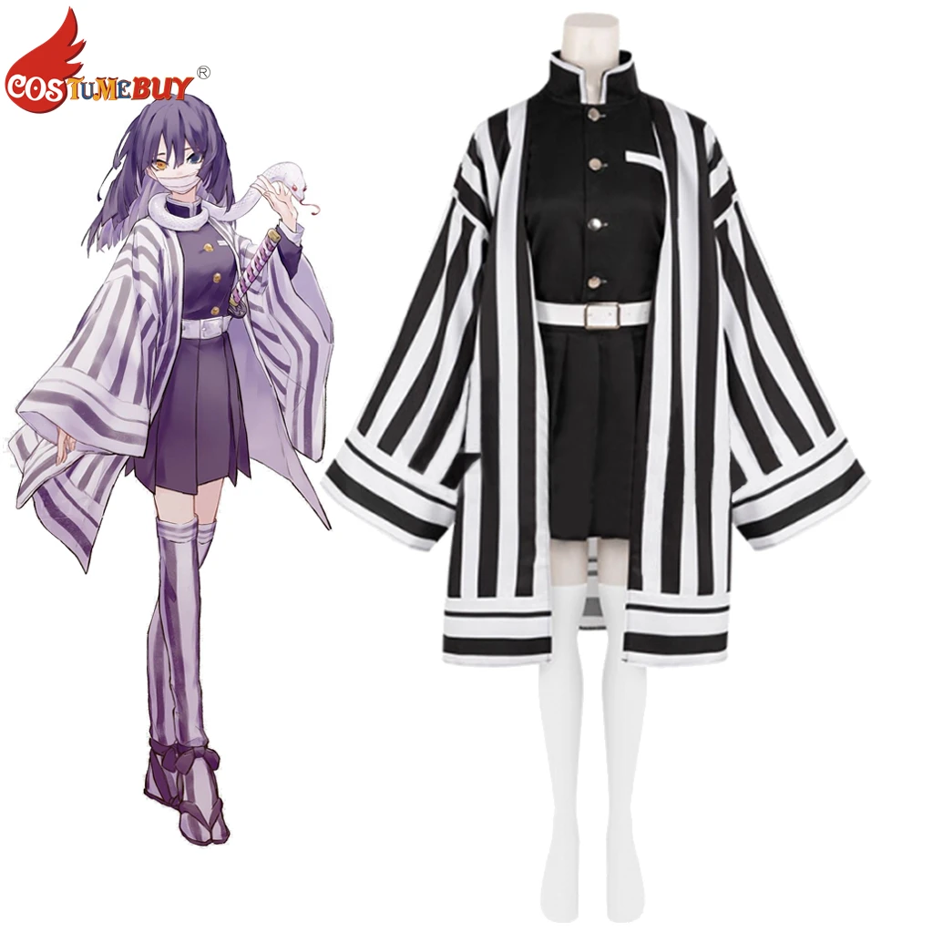 

Женский костюм для косплея из аниме Iguro Obanai, полосатый костюм для взрослых, костюм из 4 предметов