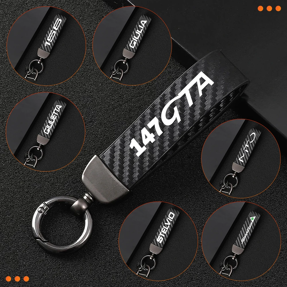 

Carbon Fiber Stripe Key Rope Strap Auto Styling Keyrings For Alfa 147GTA 156 Giulia Giulietta Mito Sportiva Stelvio Accessories