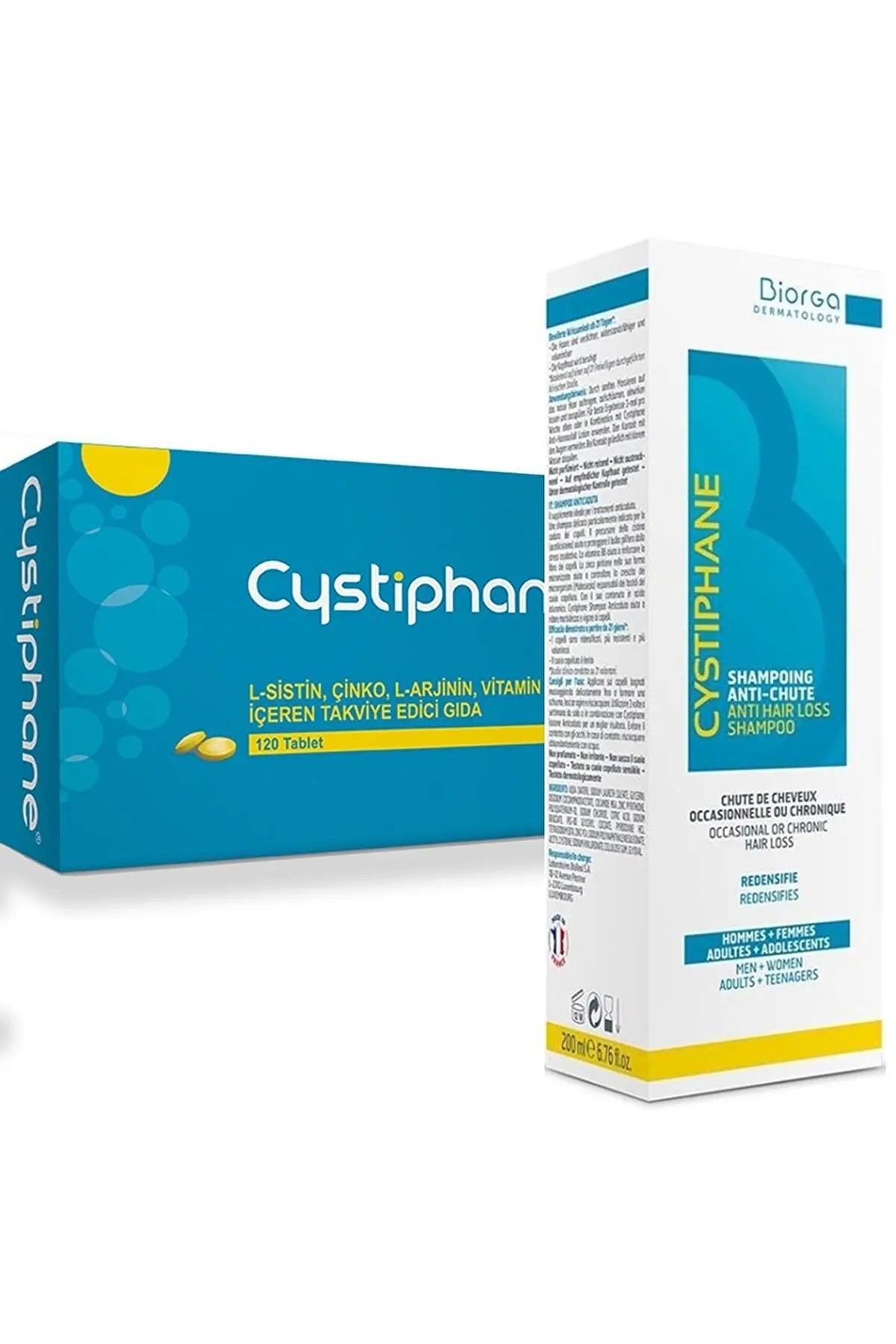 

Apaisac Cystiphane 120 Tablet + Cystiphane Biorga Anti Hair Loss Shampoo 200 ml