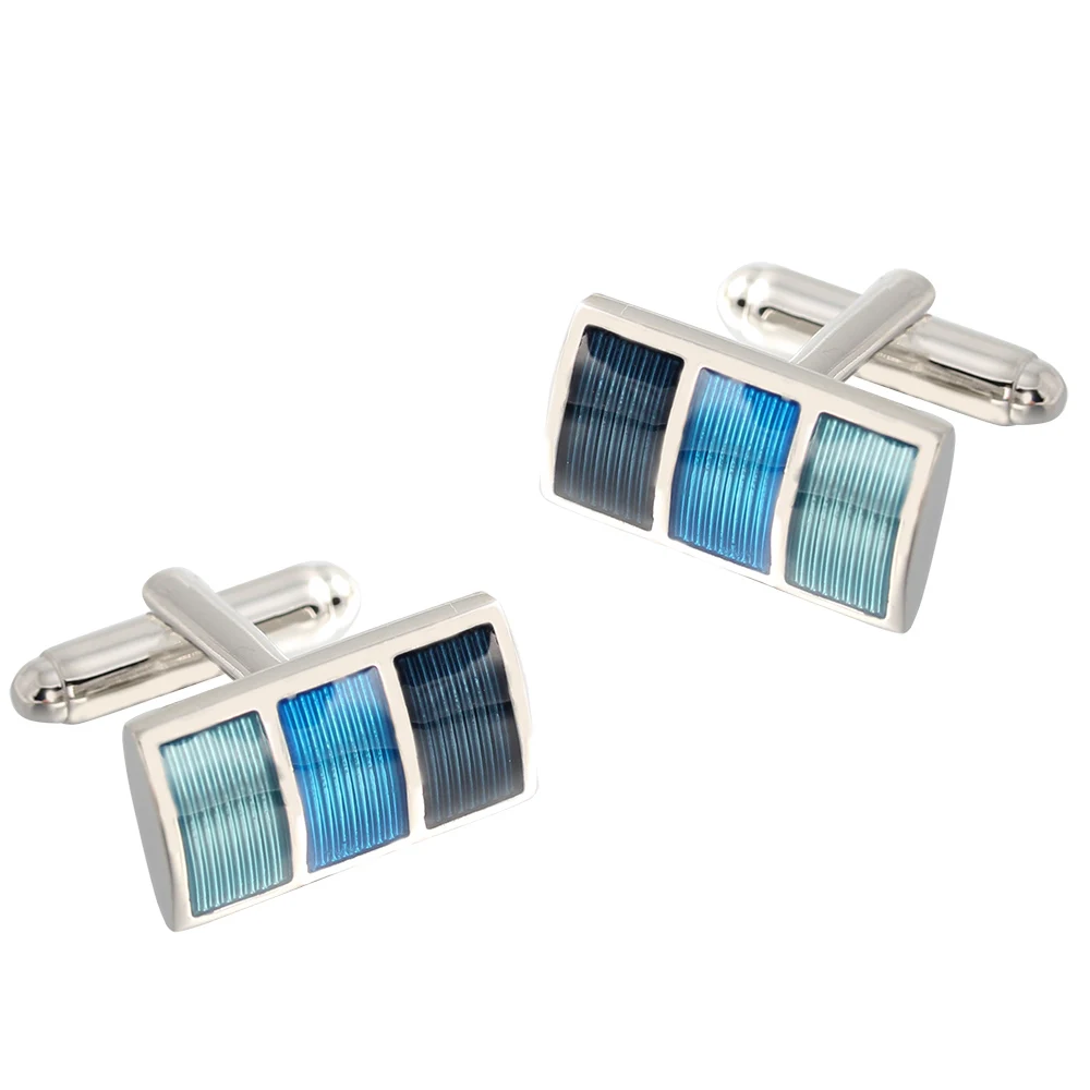 

Gradient striped enamel Silver Plated Shirts Cufflinks