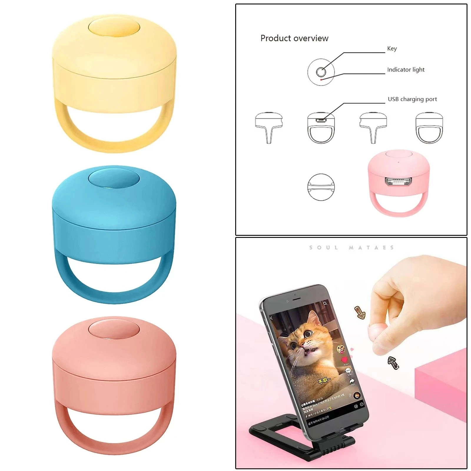 Bluetooth-контроллер на кончик пальца TIK Tok кольцо для прокрутки устройство съемки