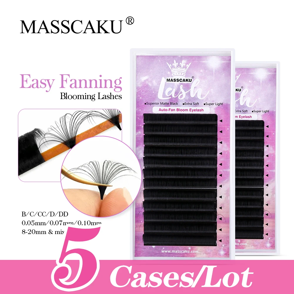 

5case/lot Most Popular Masscaku Self-making Flowering Faux Mink Eyelashes Natural and Soft Individual Lash Extension Makeup