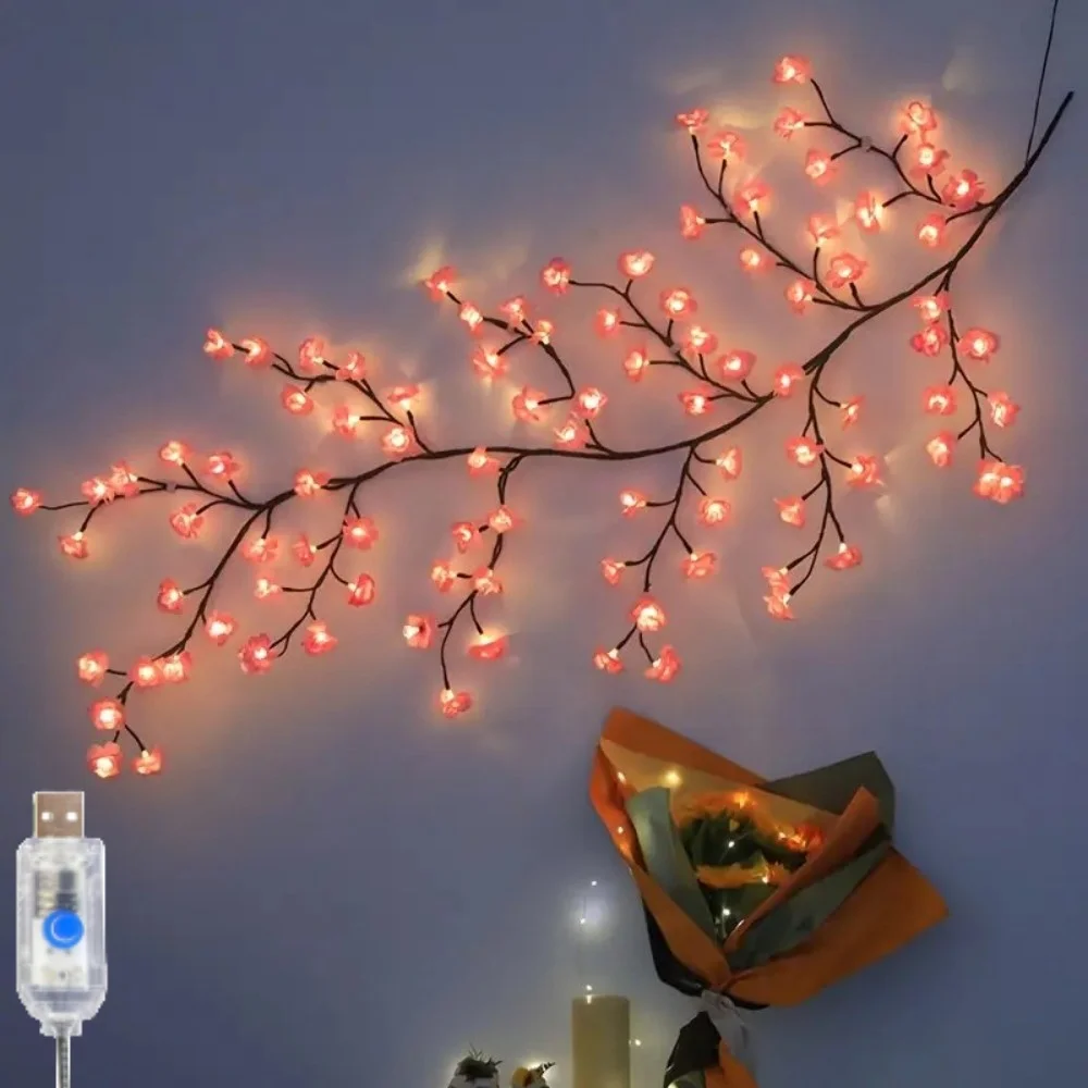

Розовые гирлянды-ветки LED, 72/96 шт., 8 режимов мигания, USB
