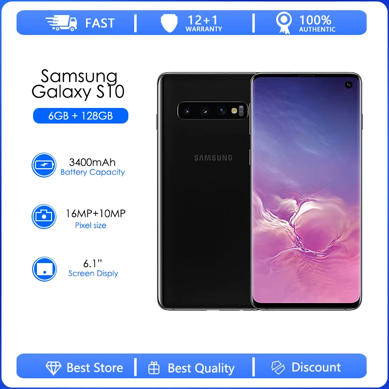 Восстановленный Samsung Galaxy S10-оригинальный G973U G973F 4G LTE Android телефон 6,1 Восстановленный Samsung Galaxy S10-оригинальный G973U G973F 4G LTE Android телефон 6,1