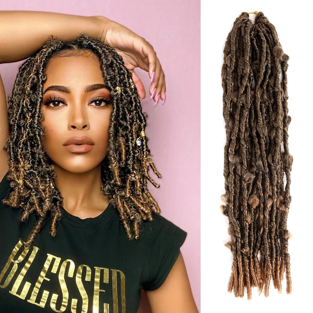 

Synthetic 16 24 36 Inch Butterfly Locs Crochet Soft Goddess Braids Handmade Pre Twisted Looped Distressed Faux Hair Extensions