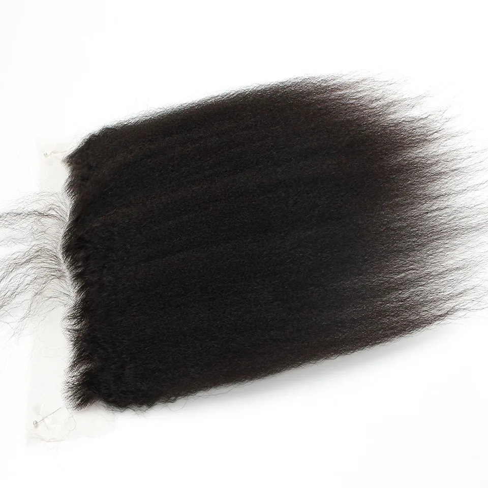 

13x4 Kinky Straight Lace Frontal Closure Ear to Ear Brazilian Remy Human Hair Transparent Lace Closure Free Part Coarse Yaki