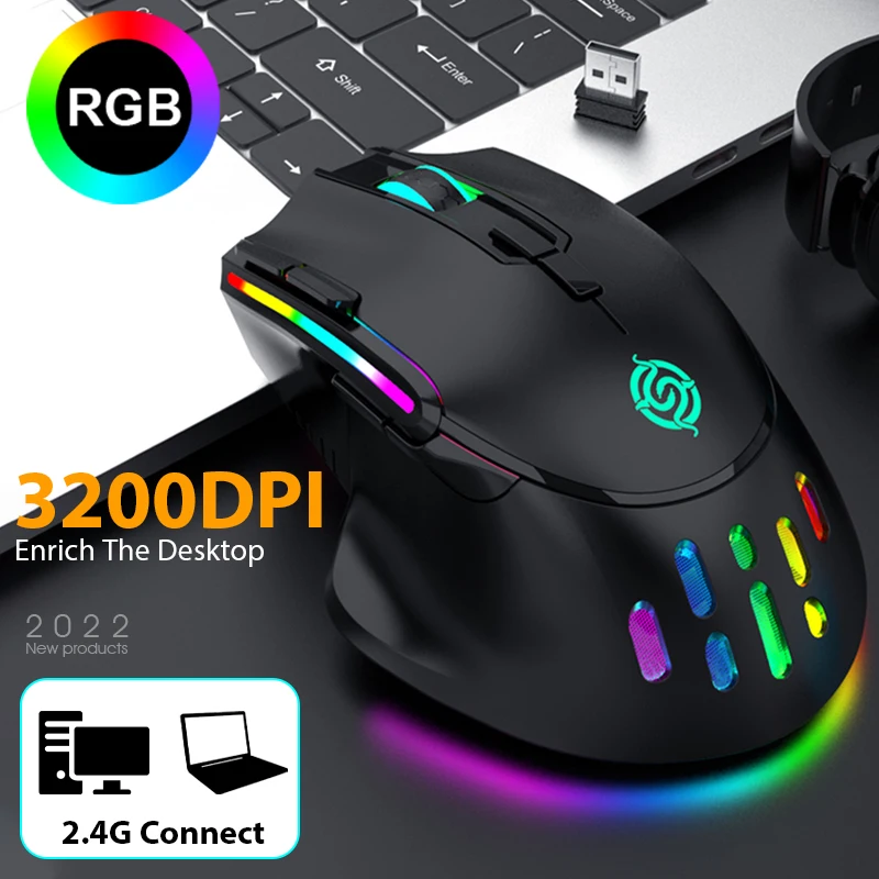 

BM520 Rechargeable USB 2.4G Wireless Mouse RGB Colorful Gaming Mouse Desktop PC Computers Notebook Laptop Mice Mause Gamer