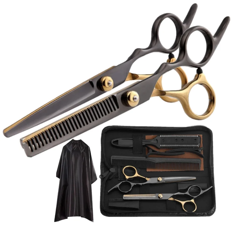 6.7 Inch Barber Scissors Kit Hair Cutting Scissors Barber Accessories Professional Tail Comb Cape Set