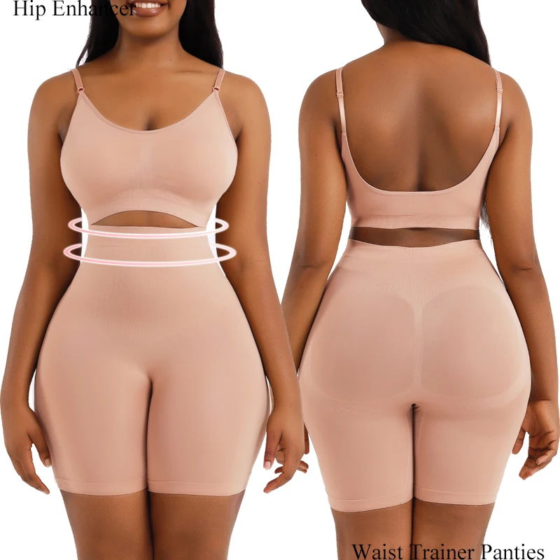 Women High Waist Two Piece Body Shaper Tightening the Stomach Postpartum Girdle Waist Trainer Faja Butt Lifter Tummy Control Set