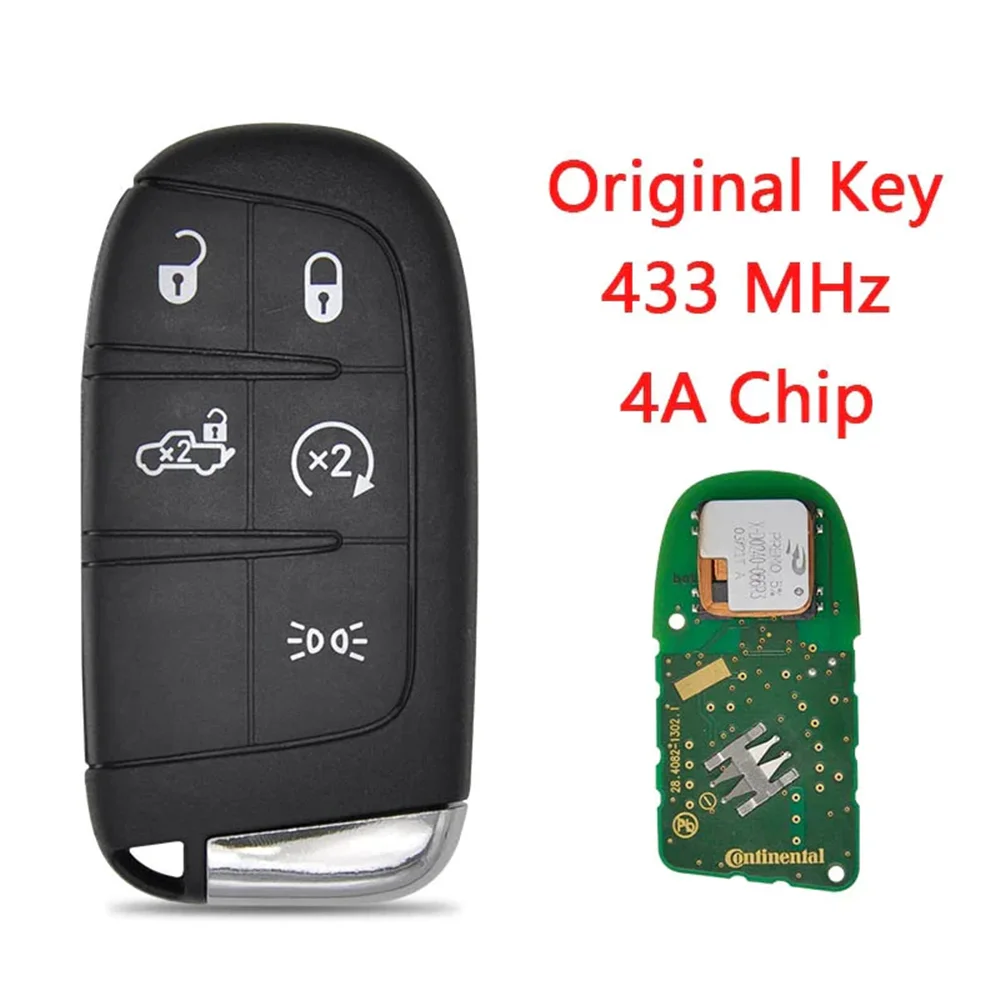 Keychannel 5 Button Car Smart Key 4A 433Mhz Keyless Remote for Fiat 500 500L Toro 2016+ Replacement Control Fob With SIP22 Blade