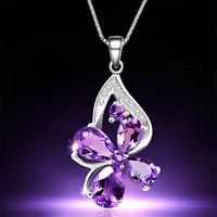 new sight fashion accessories amethyst butterfly pendants and necklaces ladies elegant party jewelry accessories girlfriend gift