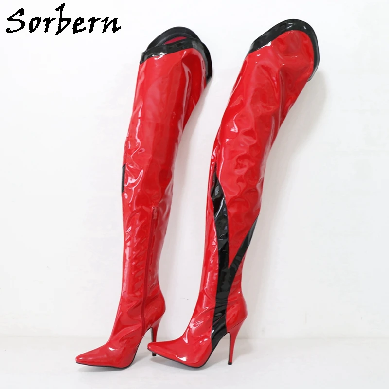 

Sorbern Sexy Fetish Over The Knee Boots For Women Mid Thigh High 12Cm High Heels Stilettos Pointed Toe Ladies Shoes Size 43