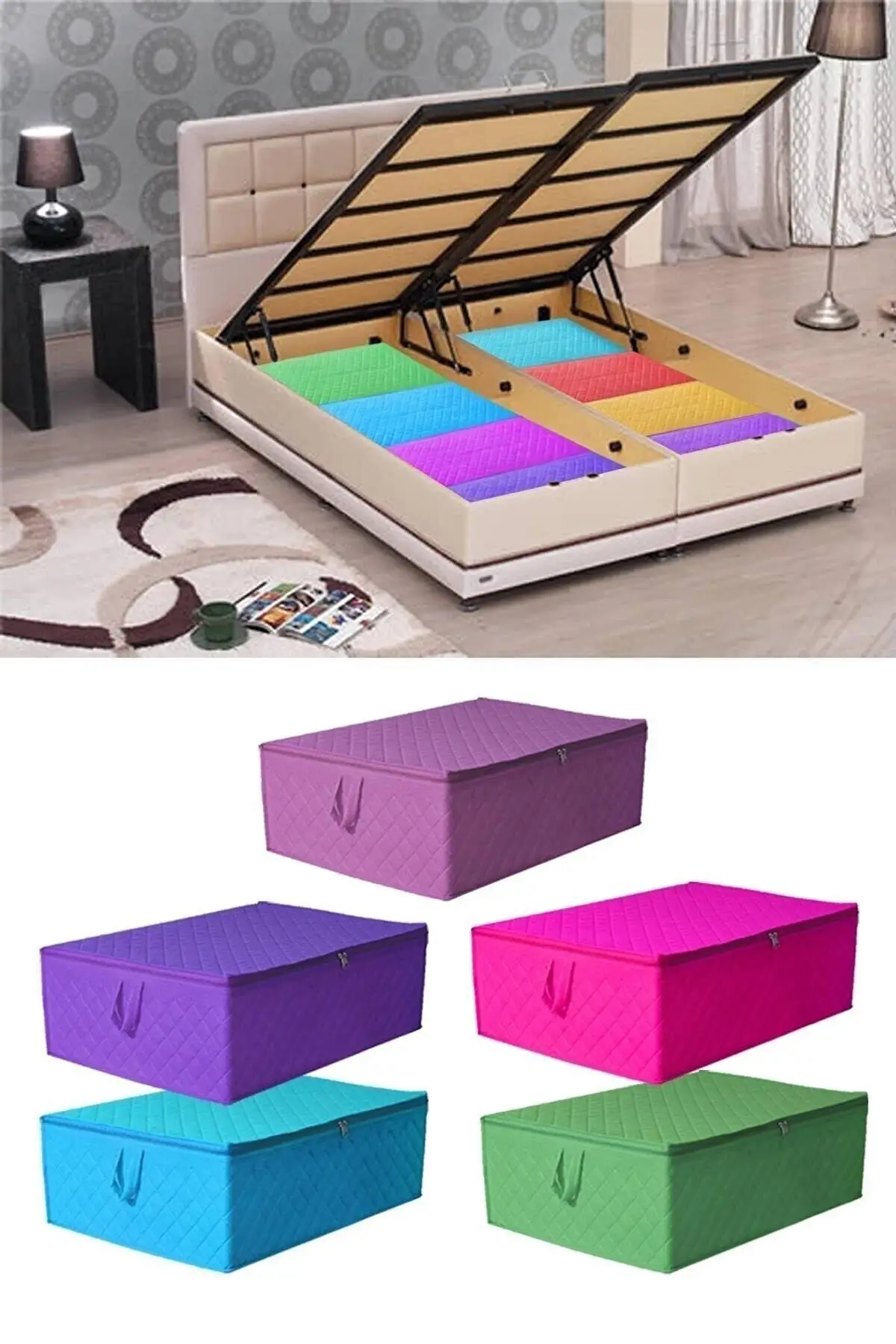 

6 Pieces Storage Bag Base And Sofa Bed Type 60x45x20 Large Capacity Clothes Storage Bag Under Bed Organizer Closet Box Bag