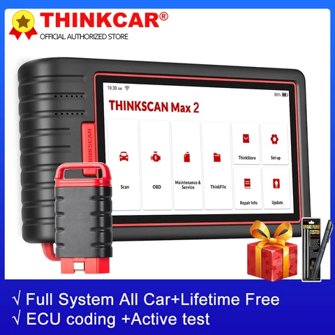 Thinkcar Thinkscan Max 2 Автомобильные диагностические инструменты Авто OBD OBD2 все системы сканер 28 Сброс ЭБУ кодирование активный тест CANFD бесплатное обновление