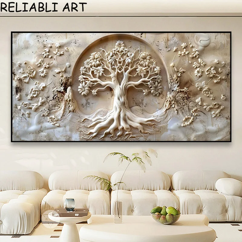 

Живопись на холсте RELIABLI ART Абстрактный 3D белый цветок дерево пейзаж