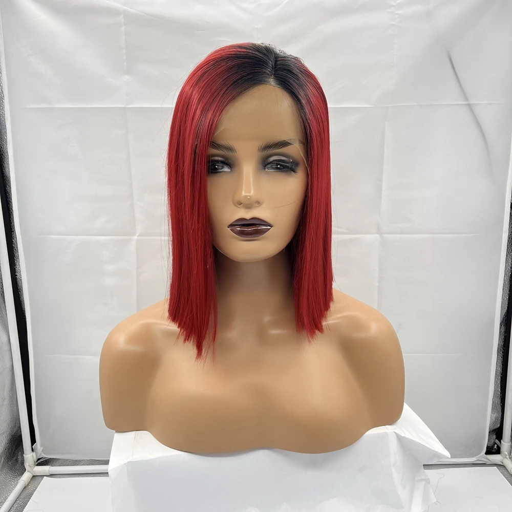 

Side Part Red Lace Front Wig 14 Inches 150 Density Wig Hair For Women
