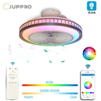 60w led ceiling fan with light rgb modern chandelier lamp dimmable with bluetooth speaker app remote control for living room