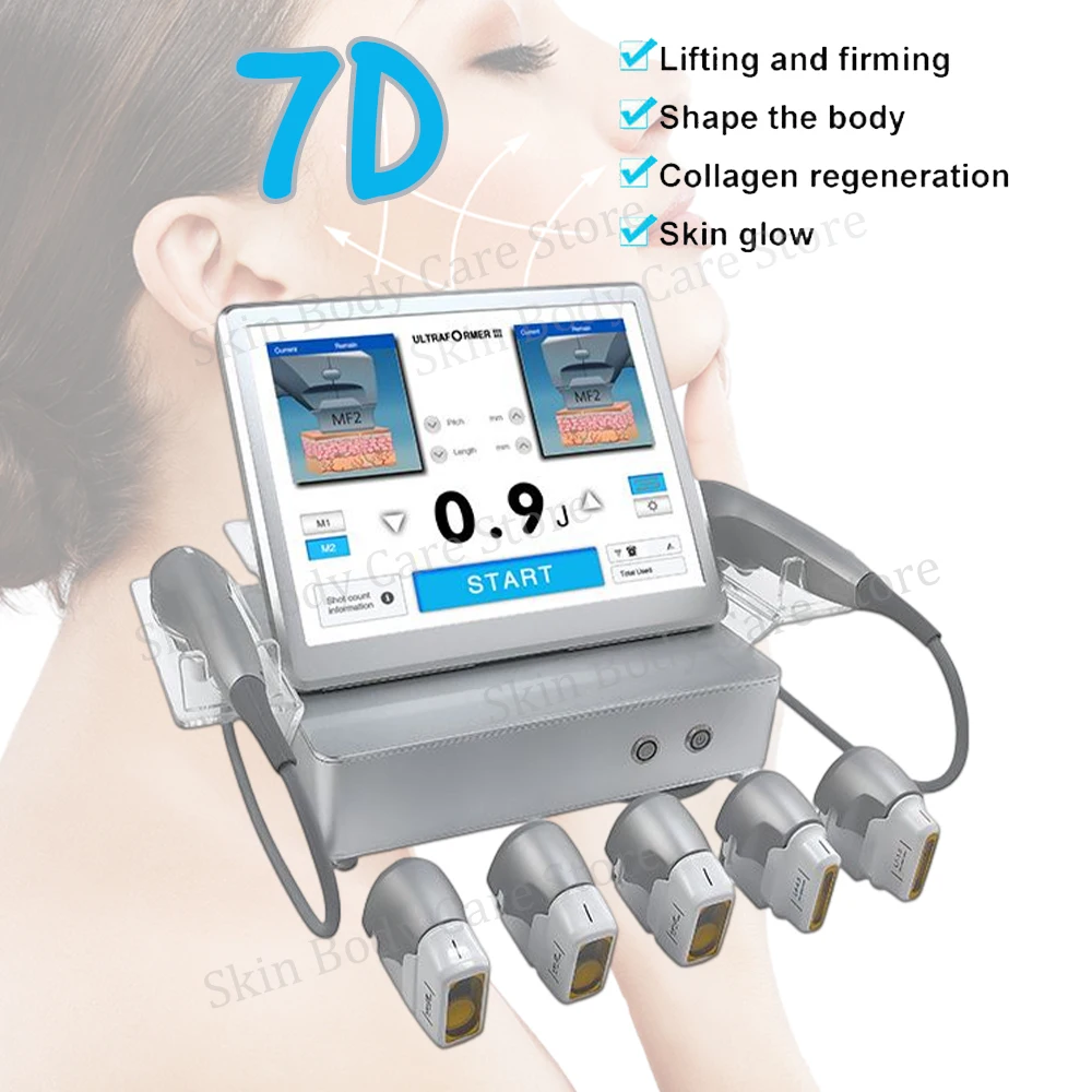 

Machine 7D HI FU Professionnel Facial Face Lifting Facelift Professional Korean Face And Body Portable Home Use Skin Tightening