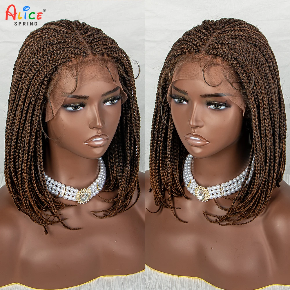 12 inches Bob Braided Wigs Synthetic Lace Front Wigs with Baby Hairs Braids Wigs for Black Women