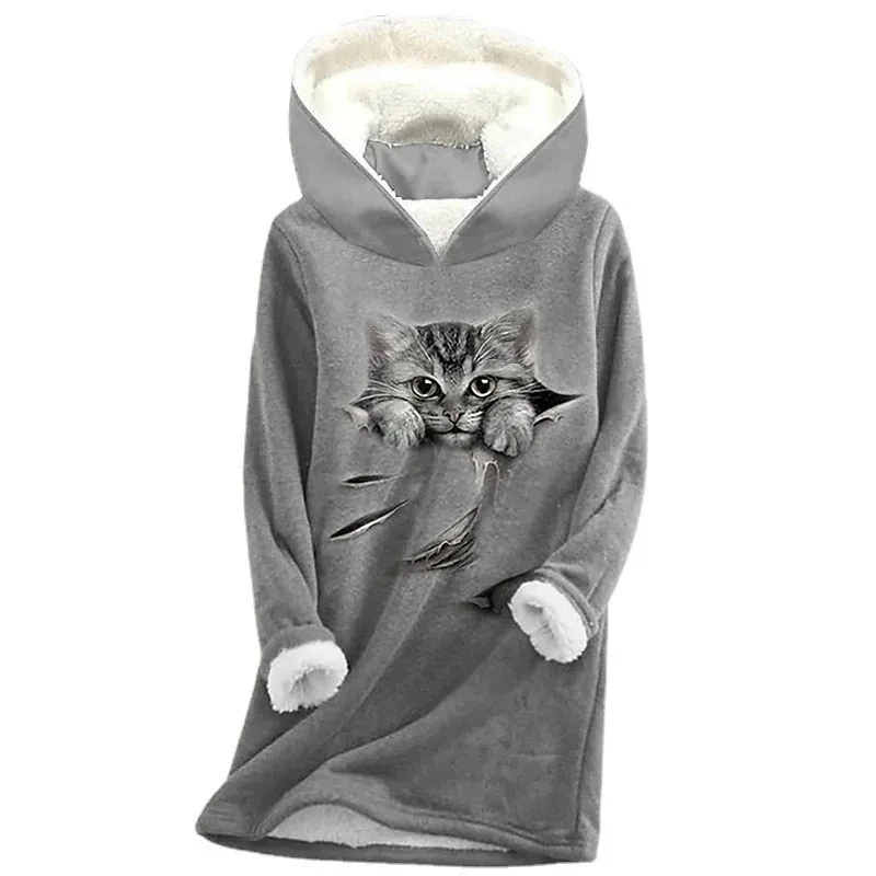 Женский пуловер с капюшоном с длинными рукавами