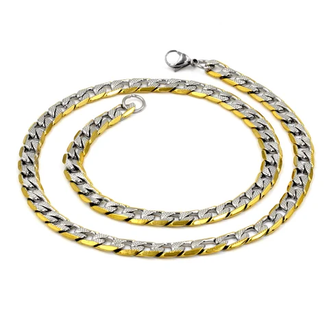 LUXUSTEEL кубинская цепочка для мужчин и женщин, позолоченная смешанная серебряная цепочка из нержавеющей стали с узором, мужской воротник