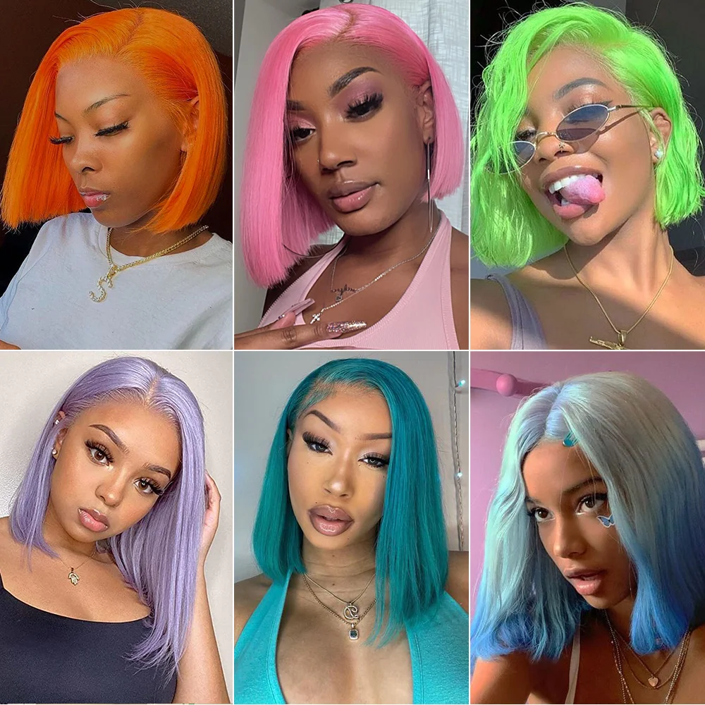 613 Honey Blonde Color Straight 13x4 Transparent Lace Frontal Human Hair Wig Brazilian Remy Short Bob Lace Front Wigs For Women