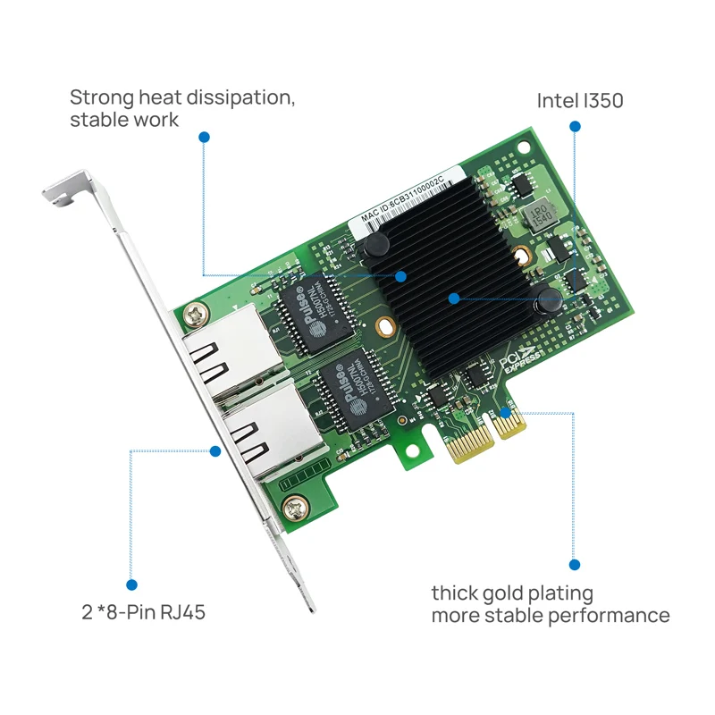 LR-LINK 9222PT 10/100/1000 Мбит/с сетевая карта PCI Express x1 двойной медный порт гигабитный