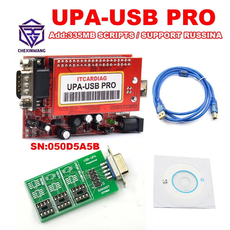 

New UPA USB Programmer V1.3 ECU Chip Tunning Tool Add 350MB Scripts Full Adapters with NEC Functions UPA USB PRO SN: 050D5A5B