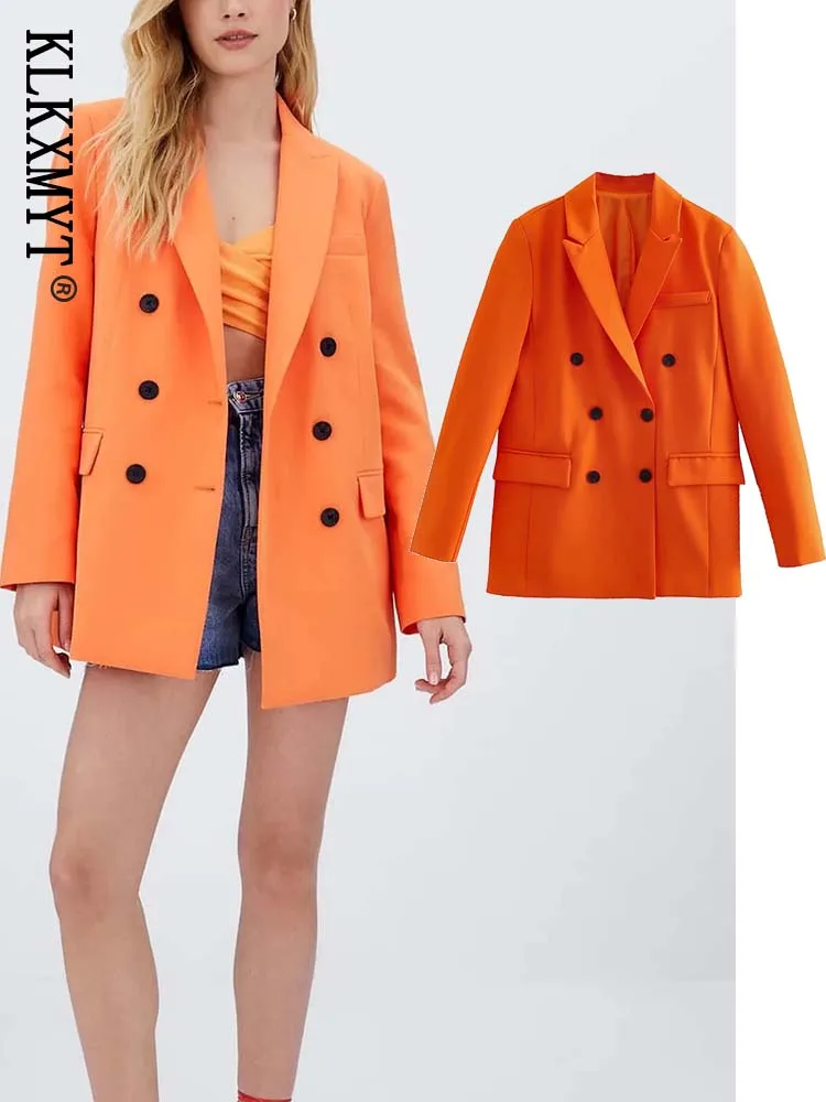 

KLKXMYT TRAF Женский блейзер 2022 офисный Блейзер Женский пиджак на пуговицах с длинным рукавом Женская винтажная уличная одежда женское пальто