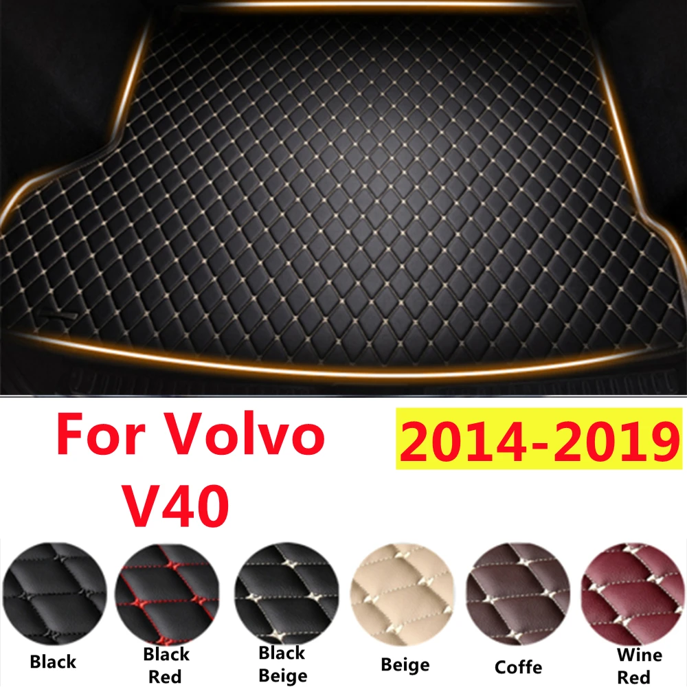 

SJ XPE кожаные автомобильные коврики для багажника на заказ подходят для Volvo V40 2013-14-2018-2019 автомобильные аксессуары задние накладки для багажника водонепроницаемые накладки