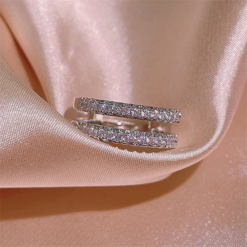 Женское двухрядное обручальное кольцо из чистого серебра Mosan