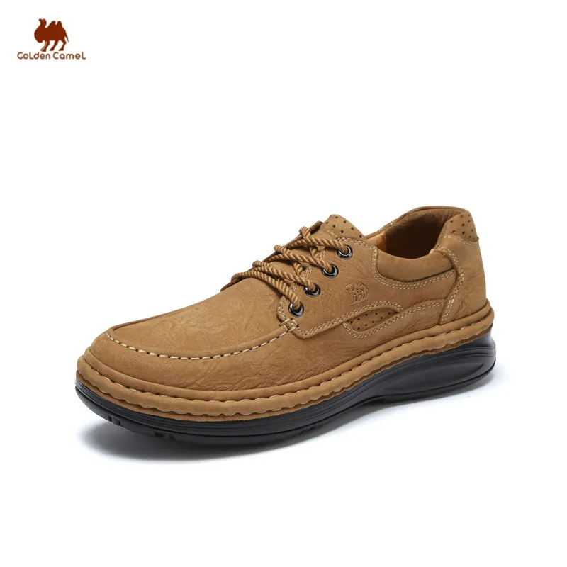

Golden Camel Men's Shoes Autumn Outdoor Genuine Leather Shoes Non-slip Hand Stitched Classic Man Casual Tooling Shoes for Men