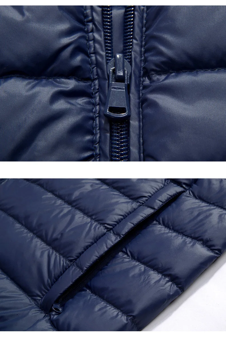 Winter Men's Stand Collar Down Jacket Ultra Light Windbreaker Feather Lightweight Portable Warm Coat Clothing Black Blue Gray