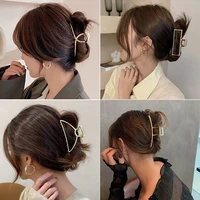 women girl gold hollow geometric metal hair claw vintage hair clips headband hairpin hair crab hair accessories
