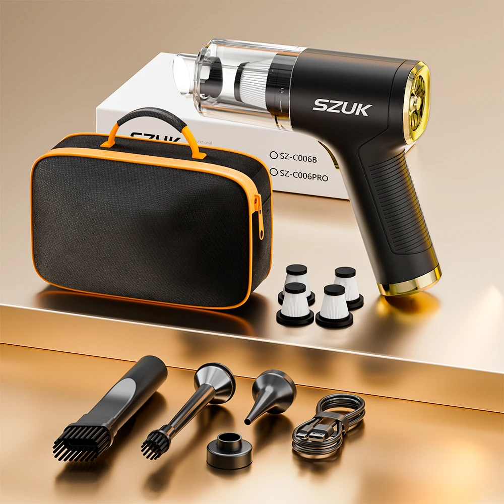 SZUK мини-автомобильный пылесос, мощный беспроводной портативный пылесос 780000PA для бытовой техники, ручной вентилятор, автомобильный очиститель