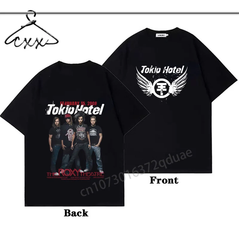 

Vintage Tokio Hotel Shirt Hip Hop Cotton Mens Womens Fashion Punk Streetwears Oversized Unisex Summer Clothing O-Neck Tees Tops