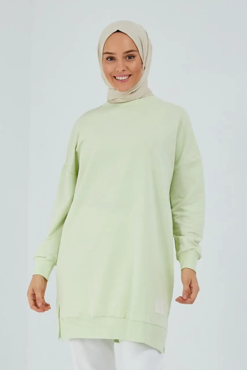 

Women's Sportswear tunic slit solid color tunic stylish and elegant women's top clothing Muslim fashion seasonal 202 season top sports clothing