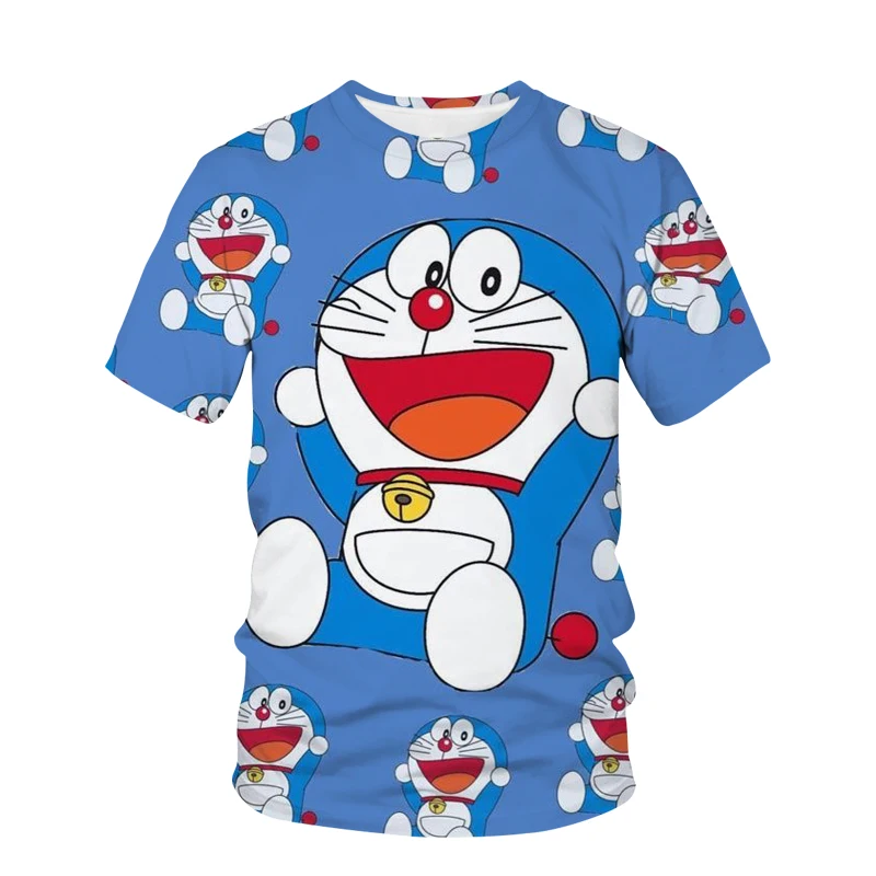 

Летняя новая модная футболка Doraemon, мужская повседневная Уличная футболка оверсайз с круглым вырезом, Мужская футболка с коротким рукавом для спортзала, Топ