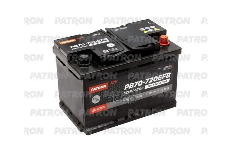 Аккумулятор Patron Efb Start&Stop 12v 70ah 720a Etn 0 B13 278x175x190mm 18,3kg PATRON арт. PB70-720EFB