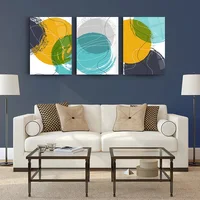 Intersecting Circles  Set Of 3, Glass Wall Art,Frameless Free Floating Tempered Glass Panel,Home Office Living Room Decoration,