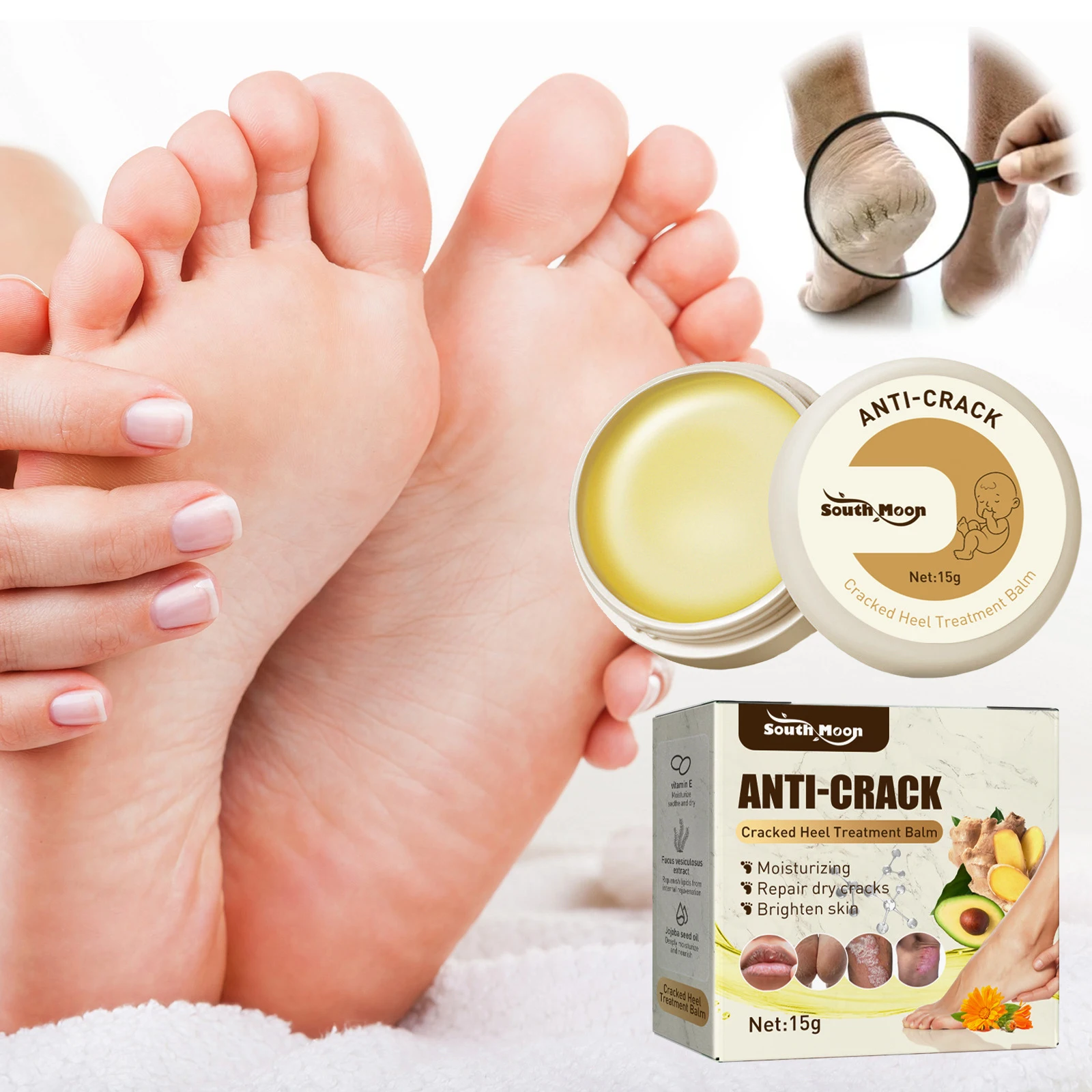 

Anti Crack Foot Cream Repair Heel Dry Cracked Repair Cream Remove Dead Skin Peeling Chapping Fungus Treatment Body Hand Care 15g