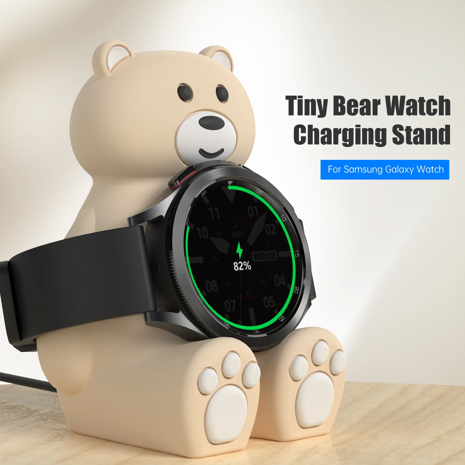 

Silicone Charge Stand Station Dock for Samsung Galaxy Watch 4 Classic Watch 3 Active 2 Storage Charging Cable Desktop Holder
