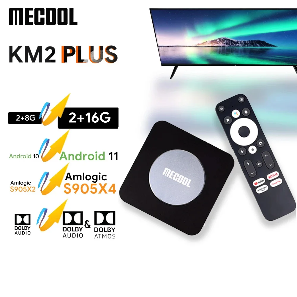 Newest Mecool KM2 Plus 4K ATV Box Amlogic S905X4 Android 11 TV Box Google Certified 2GB 16GB Support 4K BT5.0 VS KM2