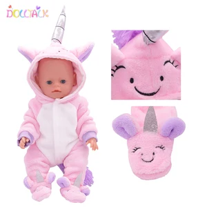 Cute Unicorn Doll Clothes Rompers Suit Outfit For American 18 Inch Girl&43cm New Baby Born Doll Our 