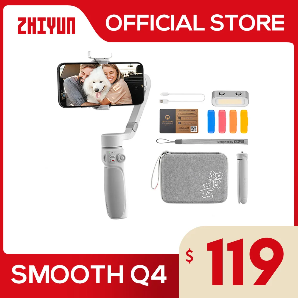 ZHIYUN Official Smooth Q4 Gimbal Smartphone 3-Axis Phone Stabilizer for iPhone 14 pro max/Xiaomi/Huawei/Samsung VS DJI OM 6