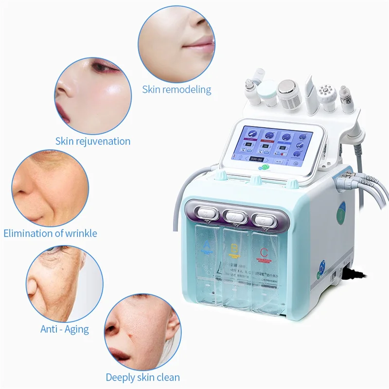 Enlarge Portable 6 In 1 Oxygen Dermabrasion Microdermabrasion Machine Skin Scrubber Blackhead Remover Ultrasonic Facial Devices
